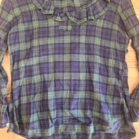 EUC Trovata Erica Pleated Collar Blouse Blackwatch Plaid, Size M - Picture 4 of 10
